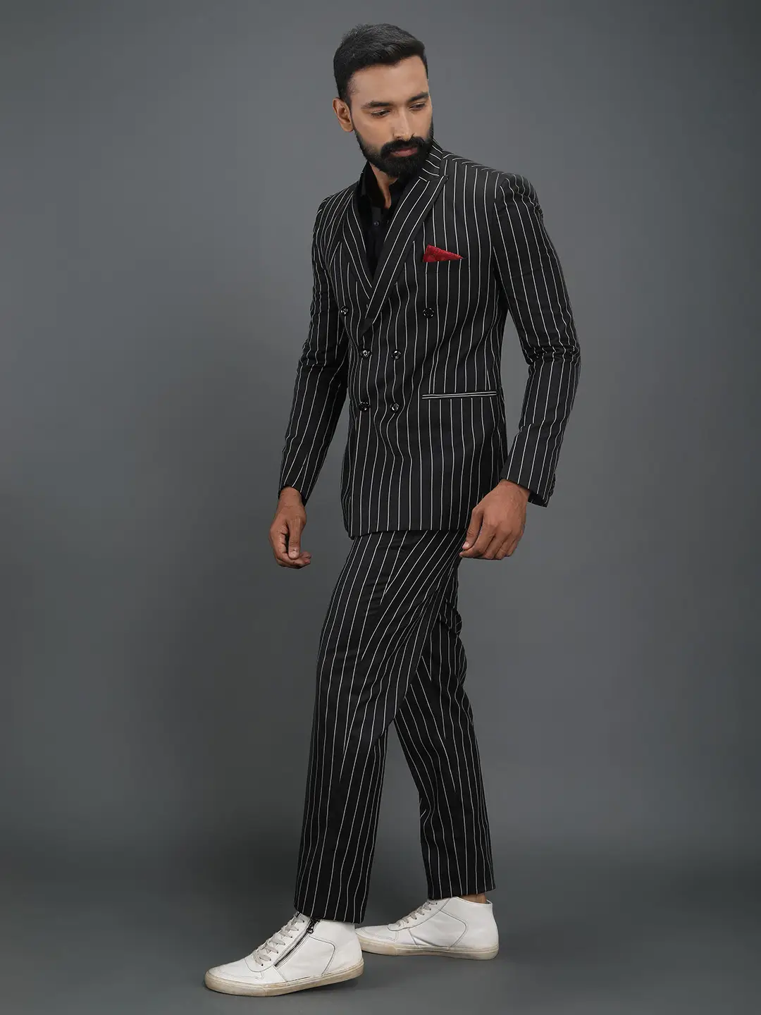 Black Stripes 6 button Suit — image 2