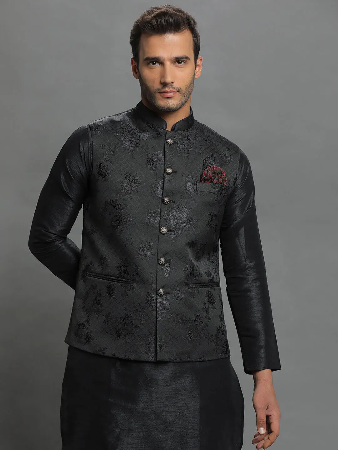 Black Zardozi Kurta Pyjama Set