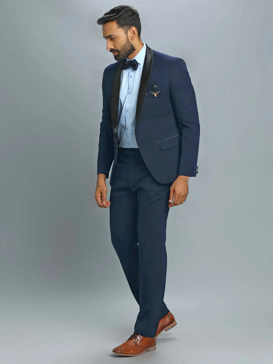 Blue Textured Polynosic Tuxedo — image 2