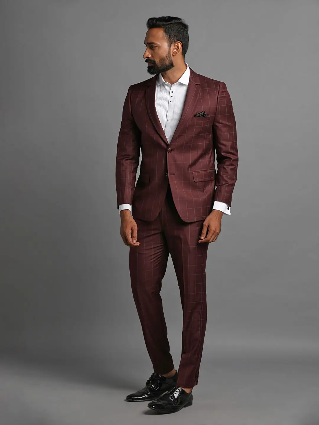 Brick Brown Checks 2 Piece Suit — image 1