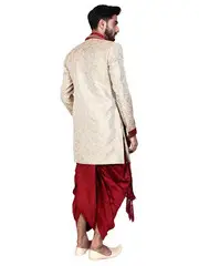 cream sherwani with red base — image 1