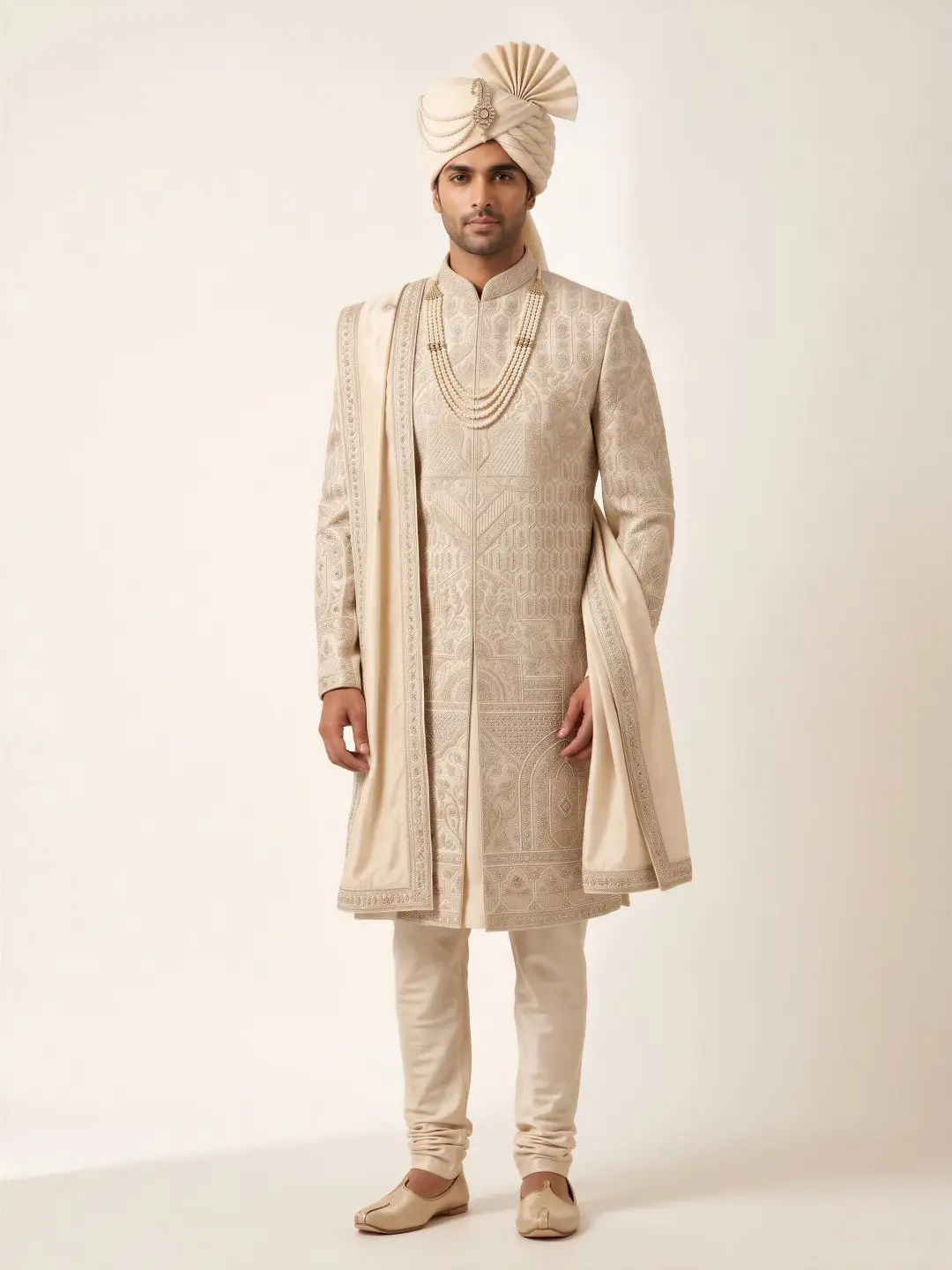 Gold Embroidered Booti Sherwani
