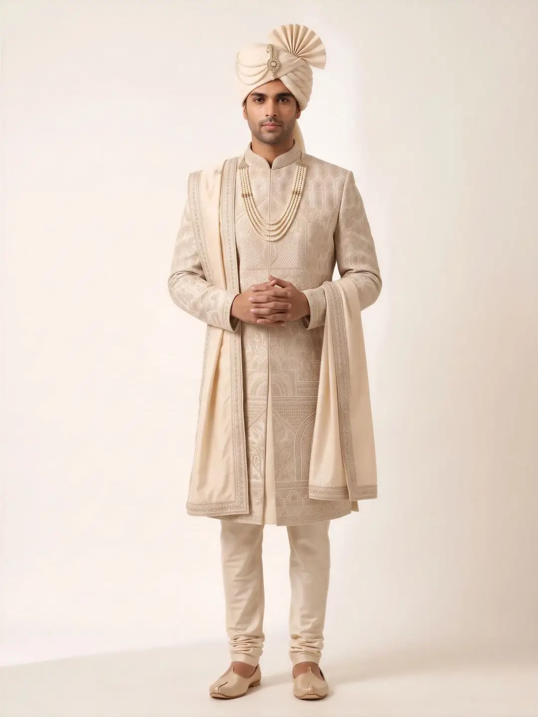 Gold Embroidered Booti Sherwani — image 3