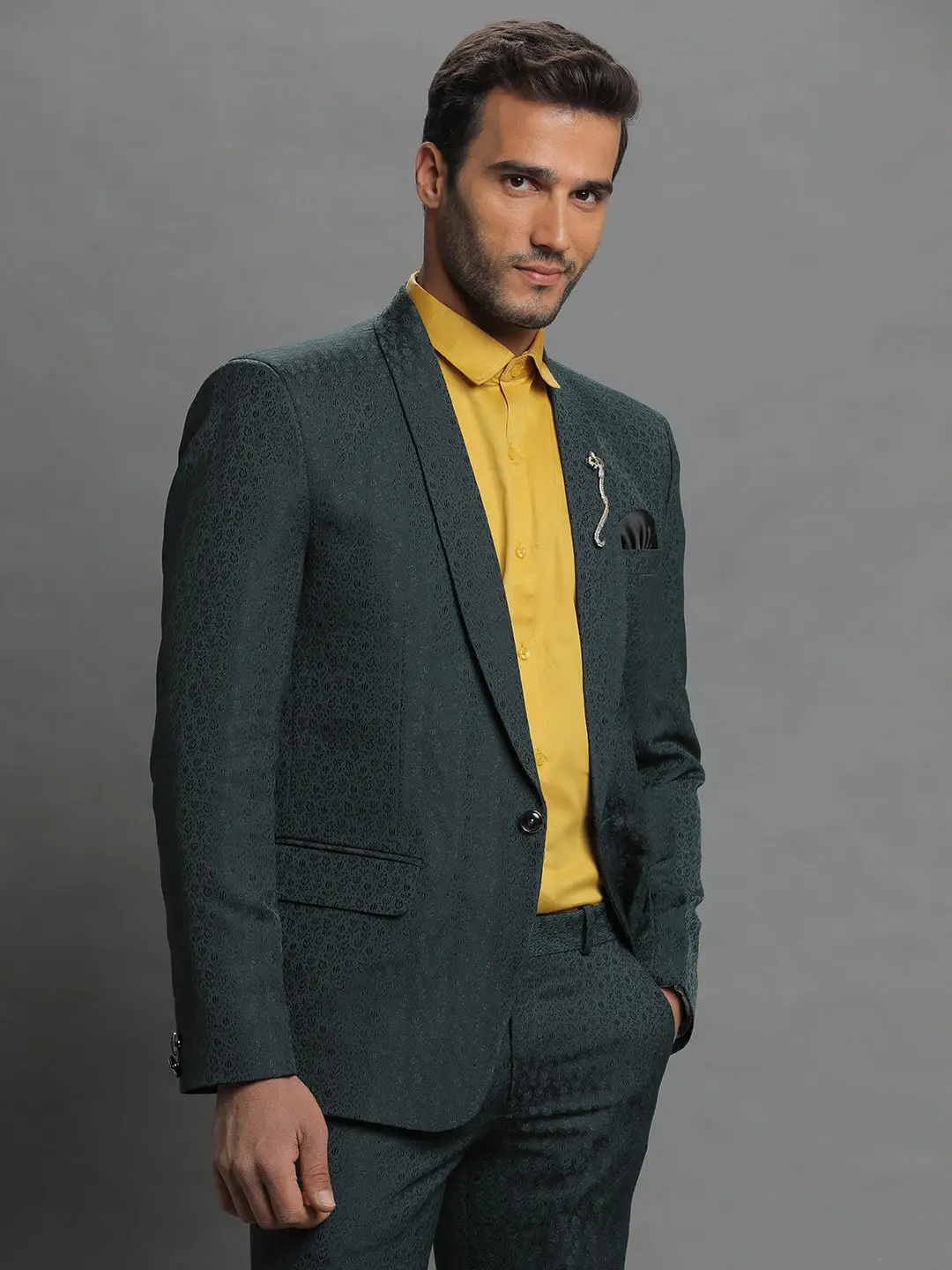 Green Rose Embroidered Suit