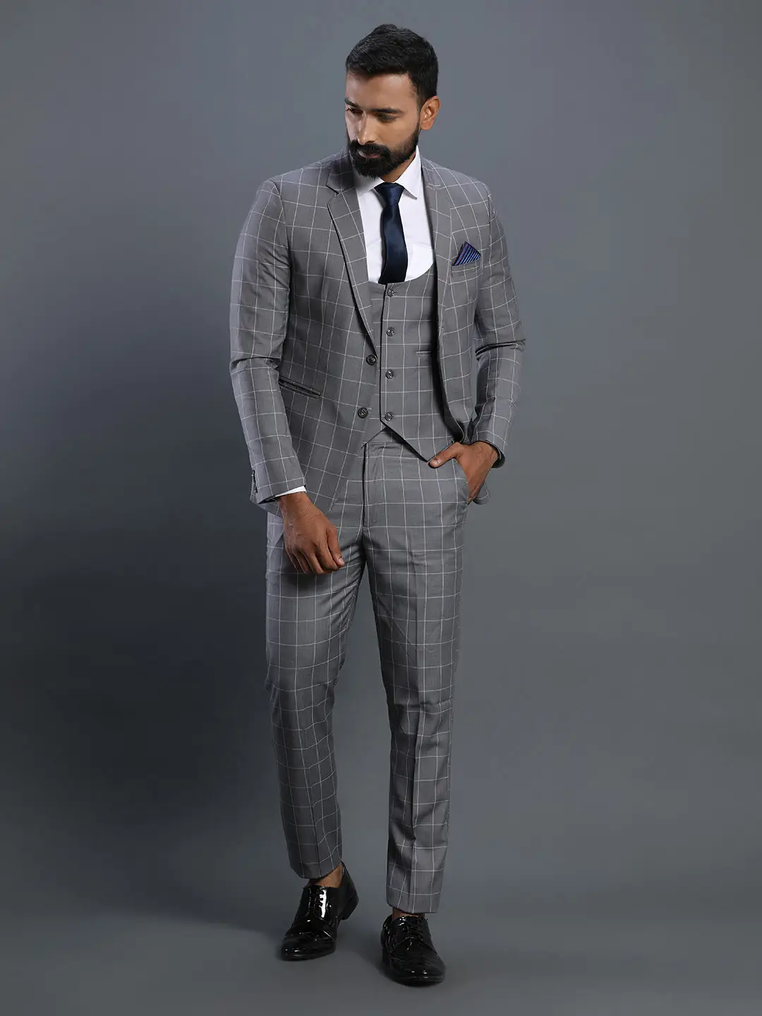 Grey Checks 3 Piece Suit