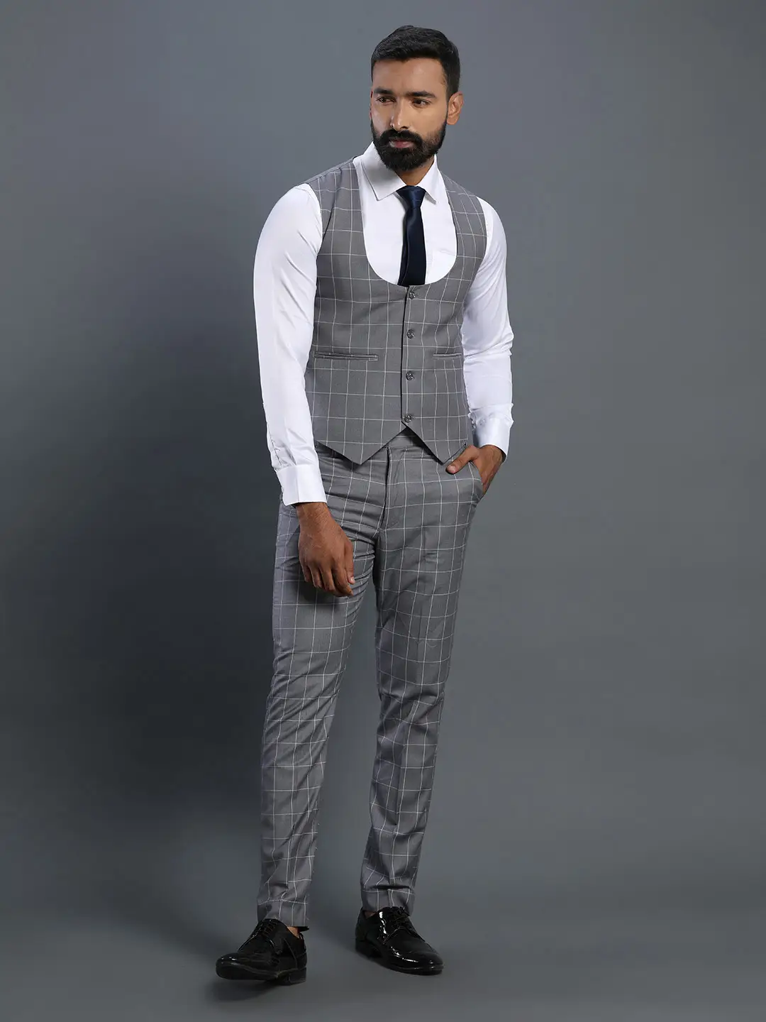 Grey Checks 3 Piece Suit — image 1