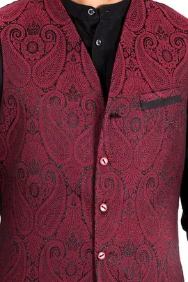 maroon brocade waistcoat — image 1