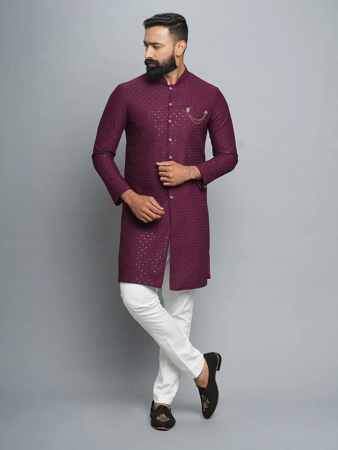 Maroon Subtle Shimmer IndoWestern