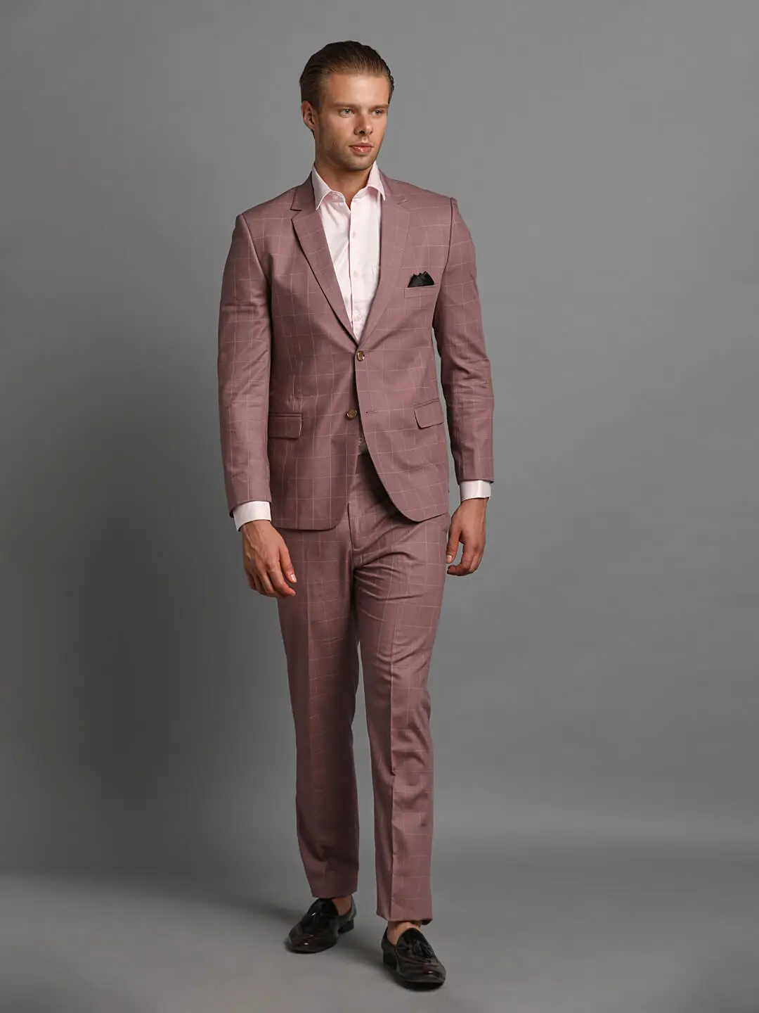 Onion Pink Checks 2 Piece Suit — image 2