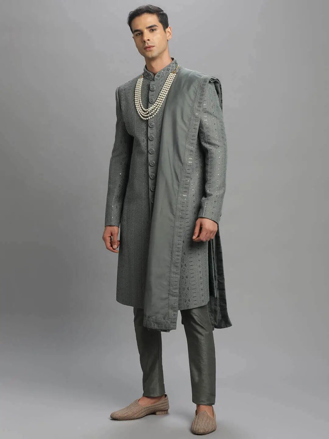 Pastel Green IndoWestern Sherwani — image 3
