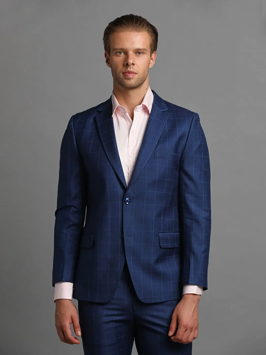 Royal Blue Checks 2 Piece Suit