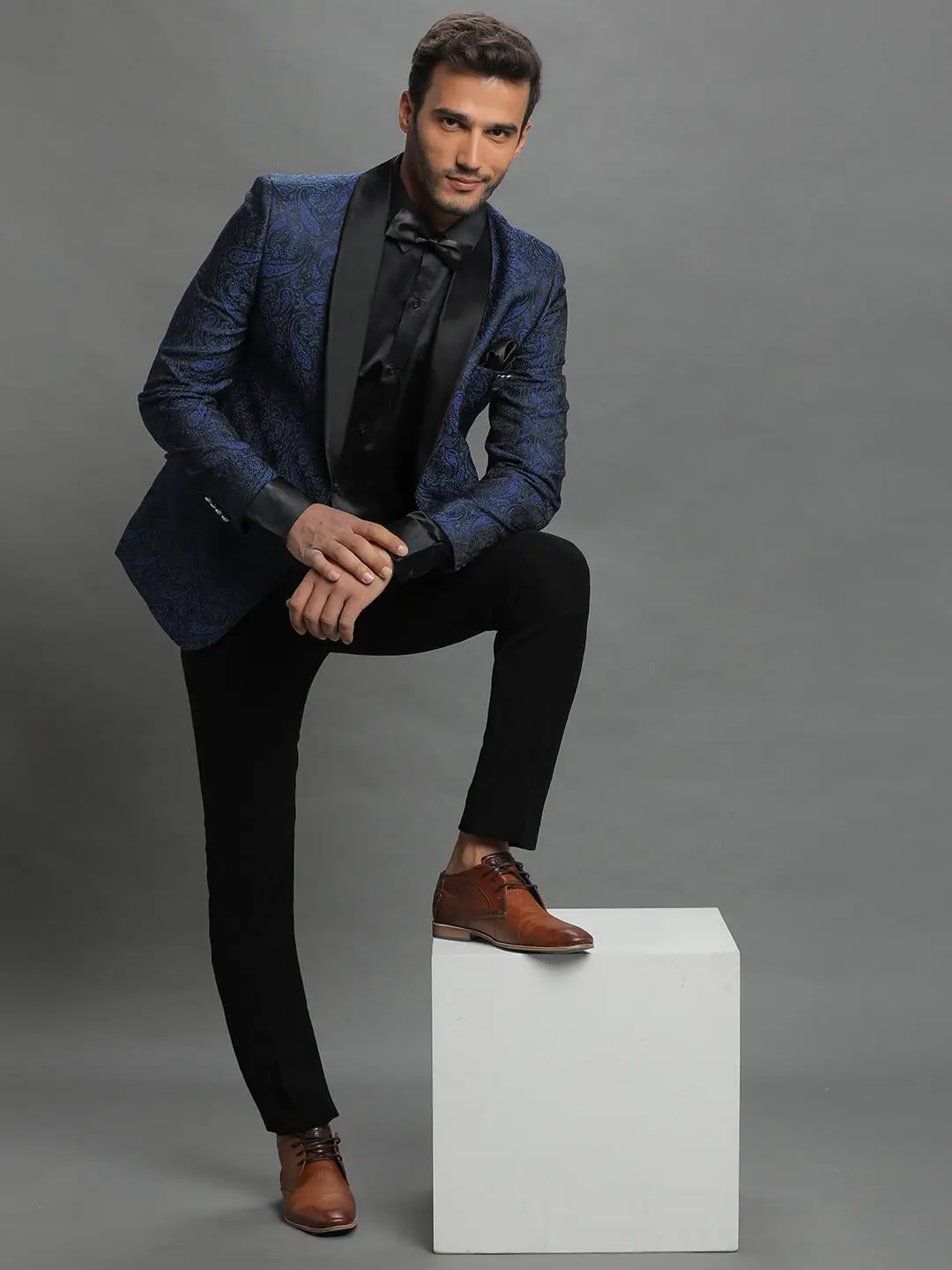 Royal Blue Paisley Jaquard Blazer