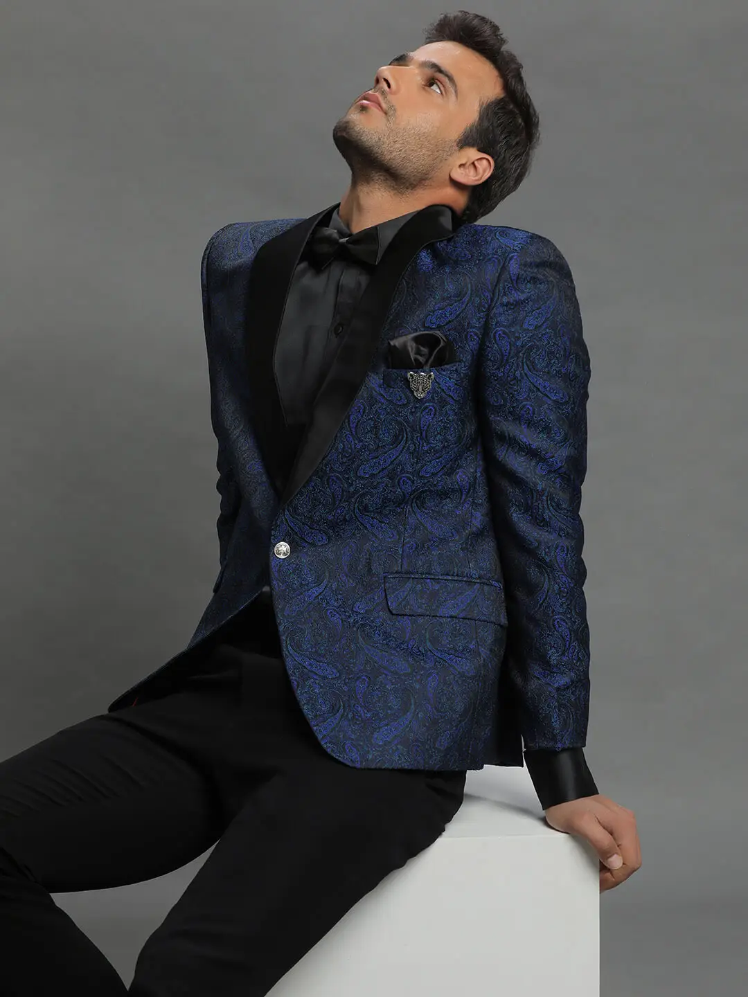 Royal Blue Paisley Jaquard Blazer
