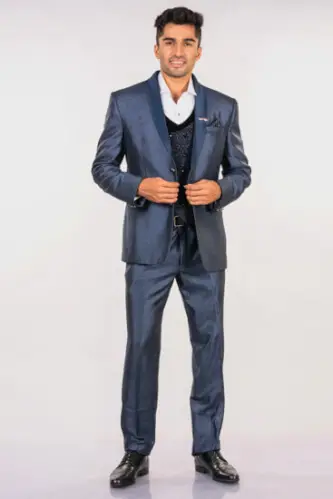 Shiny Bling Blue 3 Piece Suit
