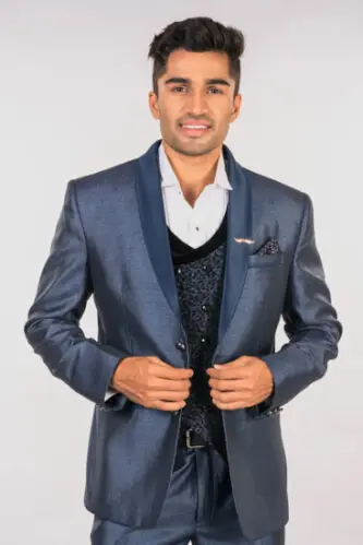 Shiny Bling Blue 3 Piece Suit