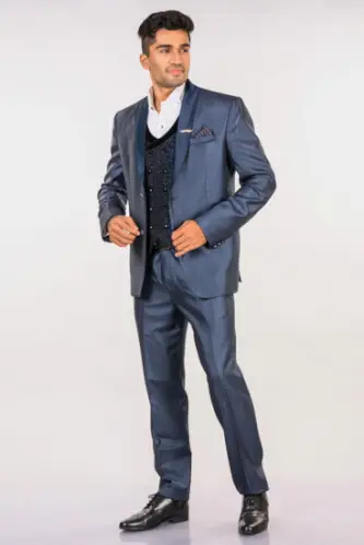 Shiny Bling Blue 3 Piece Suit — image 1