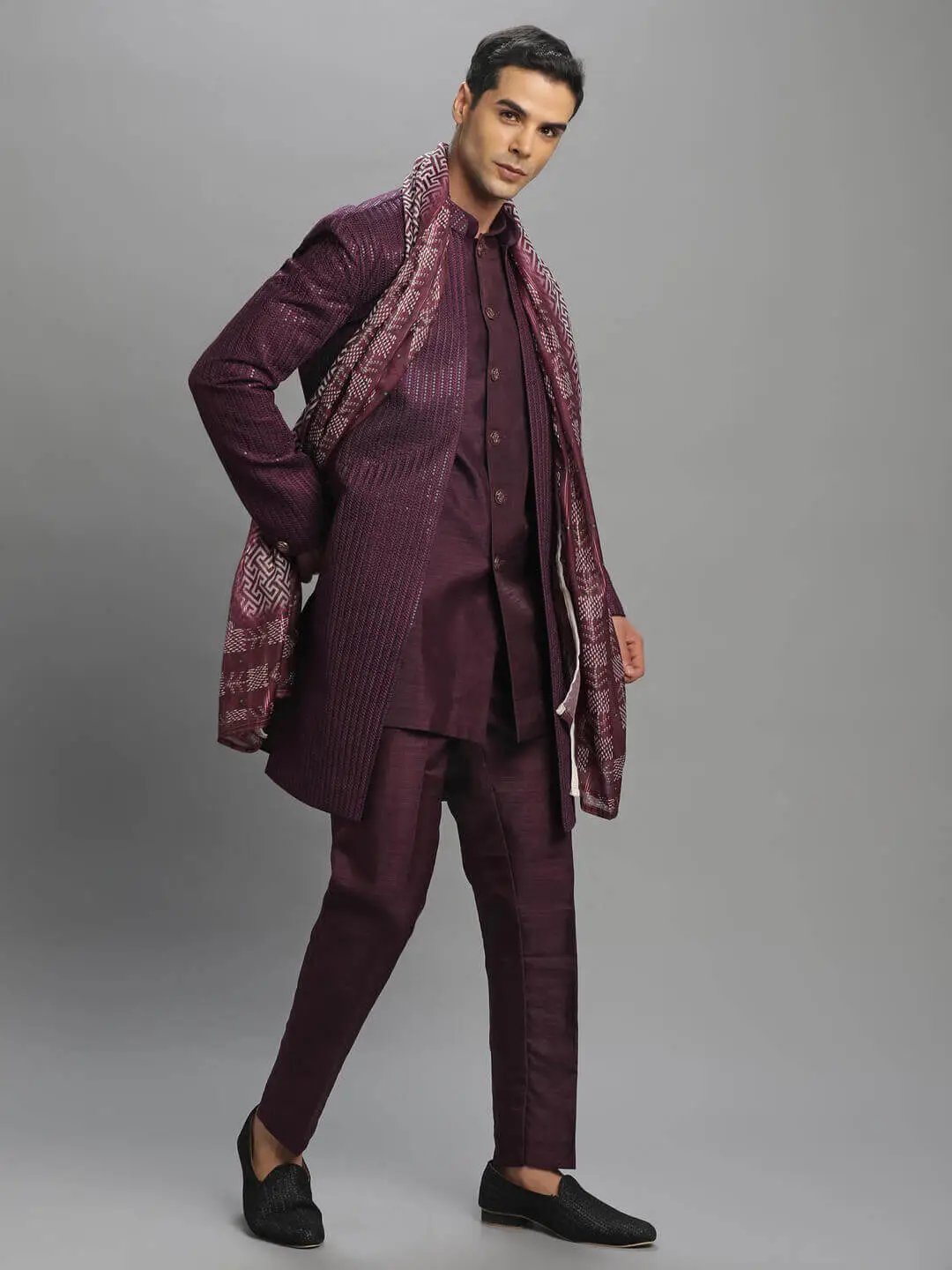 Wine Shiny Jacket Dupatta — image 2